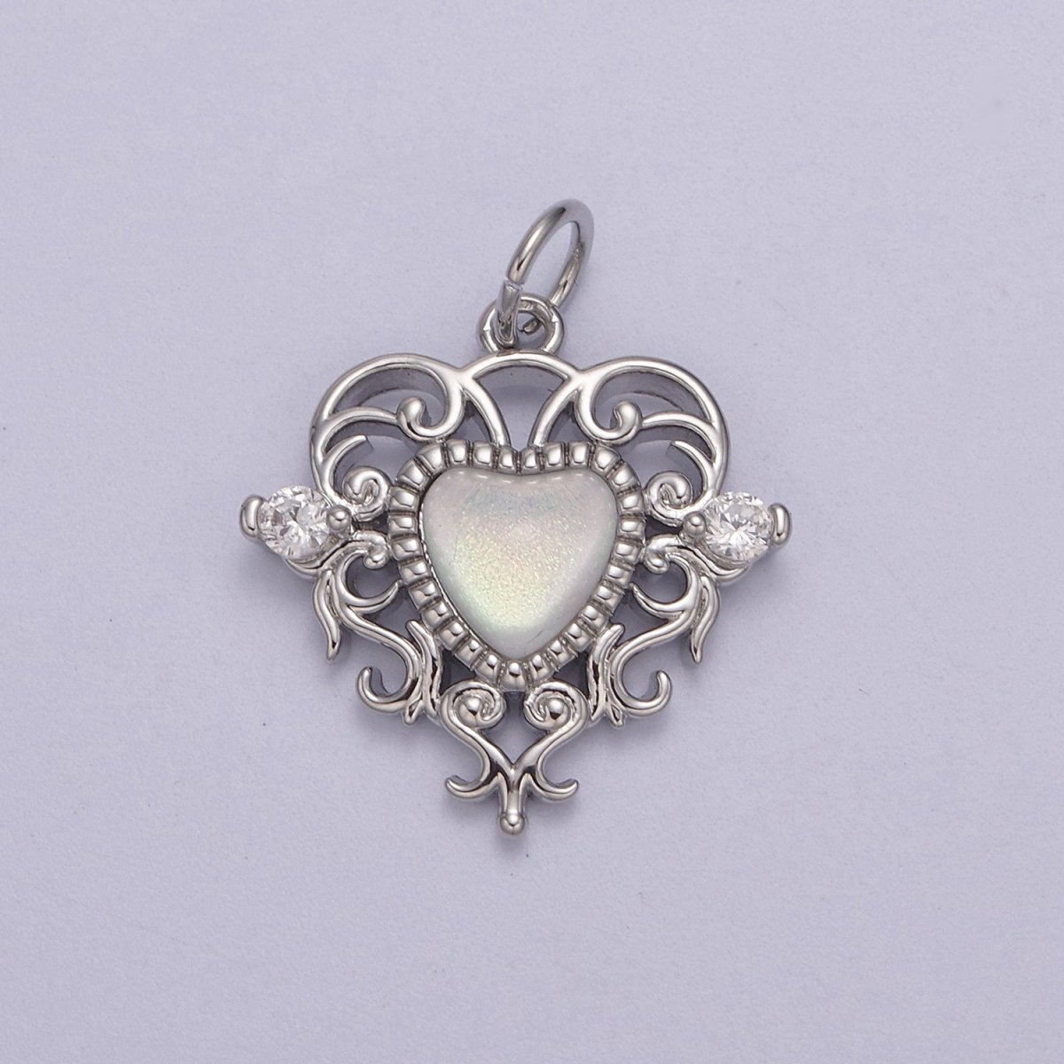 Mini Gold Heart Swirl Charm with CZ Stone N-866 N-867