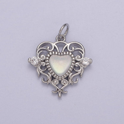 Mini Gold Heart Swirl Charm with CZ Stone N-866 N-867