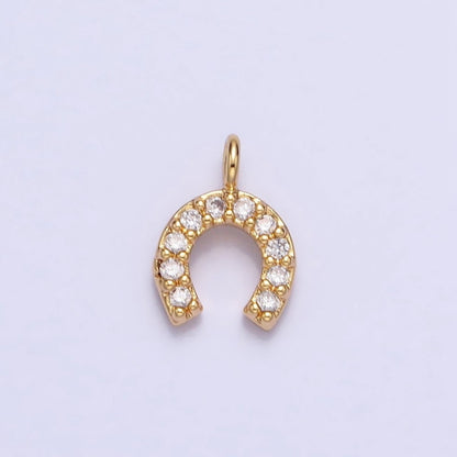 Mini Gold Horsehose Charm Micro Pave Silver Horse Shoe Pendant add on Charm AC-759 AC-760