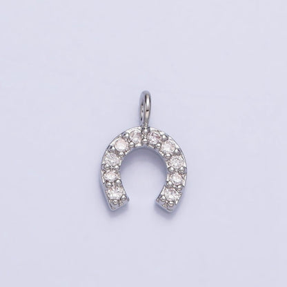 Mini Gold Horsehose Charm Micro Pave Silver Horse Shoe Pendant add on Charm AC-759 AC-760