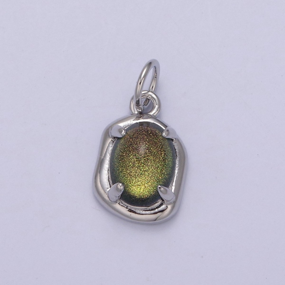 Mini Gold Oval Charm with Opal Stone for Minimalist Jewelry N-466 N-467