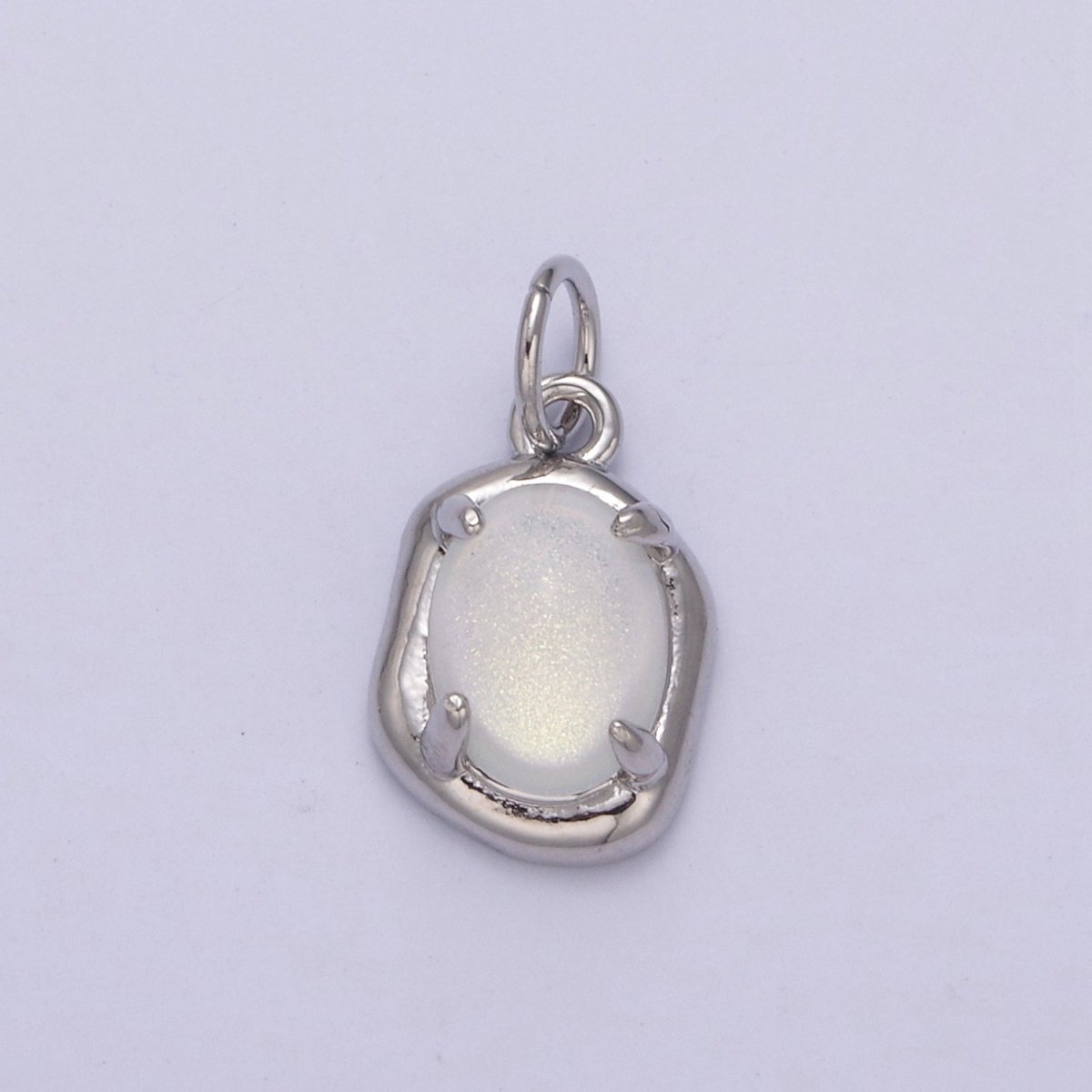 Mini Gold Oval Charm with Opal Stone for Minimalist Jewelry N-466 N-467