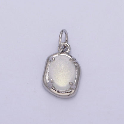 Mini Gold Oval Charm with Opal Stone for Minimalist Jewelry N-466 N-467