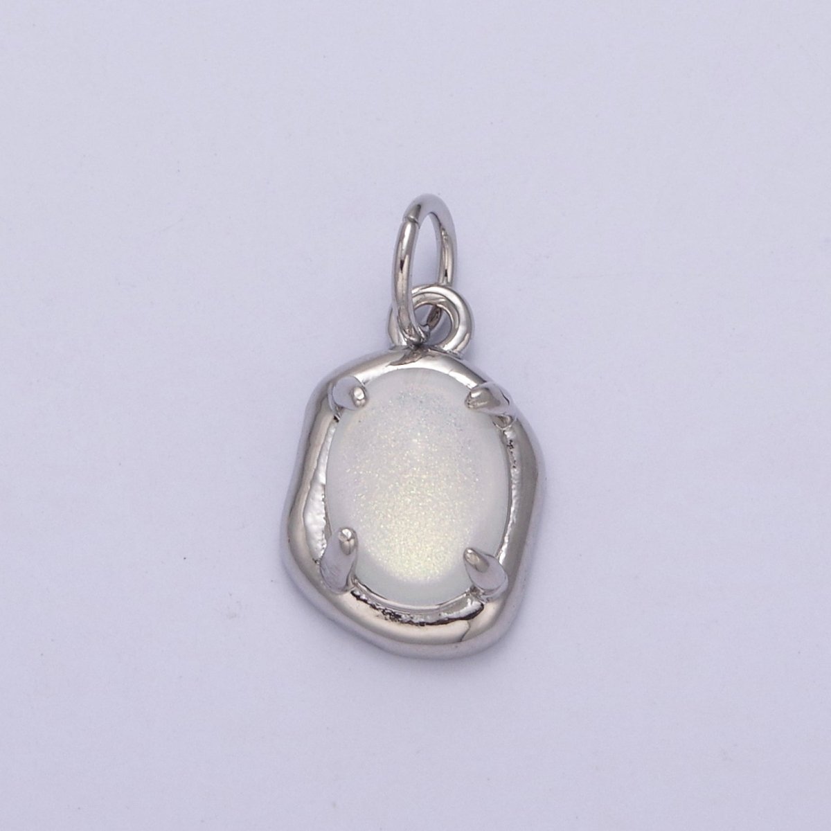 Mini Gold Oval Charm with Opal Stone for Minimalist Jewelry N-466 N-467