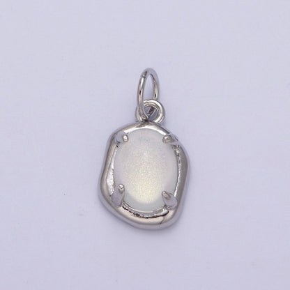 Mini Gold Oval Charm with Opal Stone for Minimalist Jewelry N-466 N-467