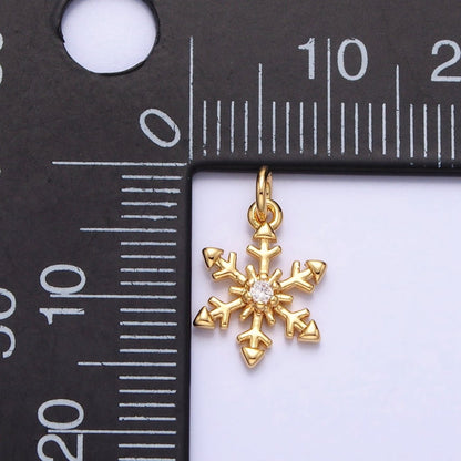 Mini Gold plated Winter Cubic Snow Flake Charm Small Silver Snow Flake Pendant AC721 AC722