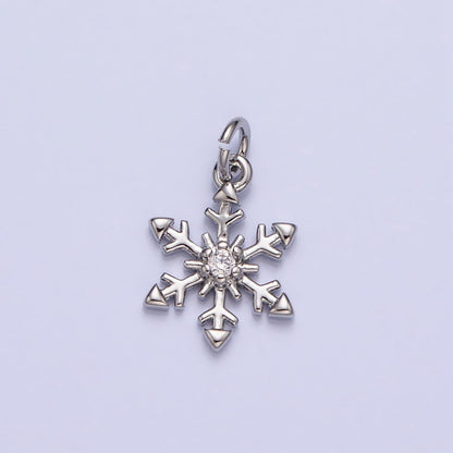 Mini Gold plated Winter Cubic Snow Flake Charm Small Silver Snow Flake Pendant AC721 AC722