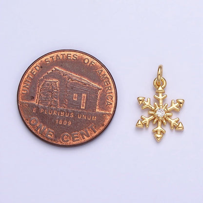 Mini Gold plated Winter Cubic Snow Flake Charm Small Silver Snow Flake Pendant AC721 AC722