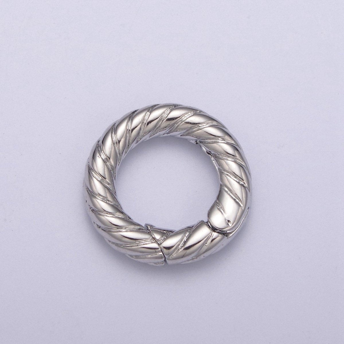 Mini Gold Push Gate ring, 15mm Round Twisted Rope Ring Charm Holder L-598 L-599