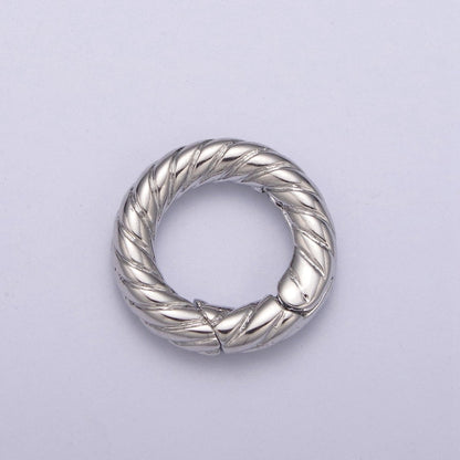 Mini Gold Push Gate ring, 15mm Round Twisted Rope Ring Charm Holder L-598 L-599
