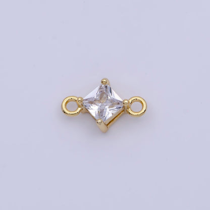 Mini Gold Rhombus CZ Charm Connector For Link Charm Connector | G-920