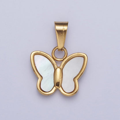 Mini Gold Shell Pearl Butterfly Pendant Pearl Mariposa Charm in 24k Gold Filled X-653