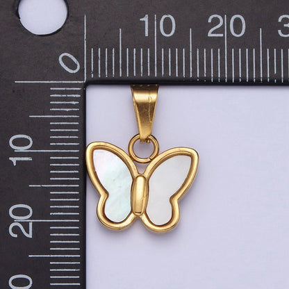 Mini Gold Shell Pearl Butterfly Pendant Pearl Mariposa Charm in 24k Gold Filled X-653