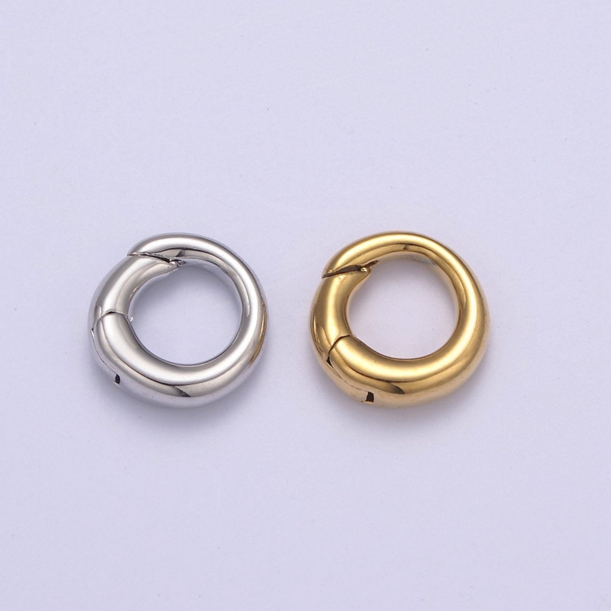 Mini Gold Silver Spring Gate Ring 10mm Round Circle Ring, Round Clasp, Push Clip Clasp, Spring Gate for Jewelry Making L-656 L-657