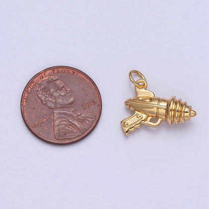 Mini Gold Space Gun Blaster Charm | X-144