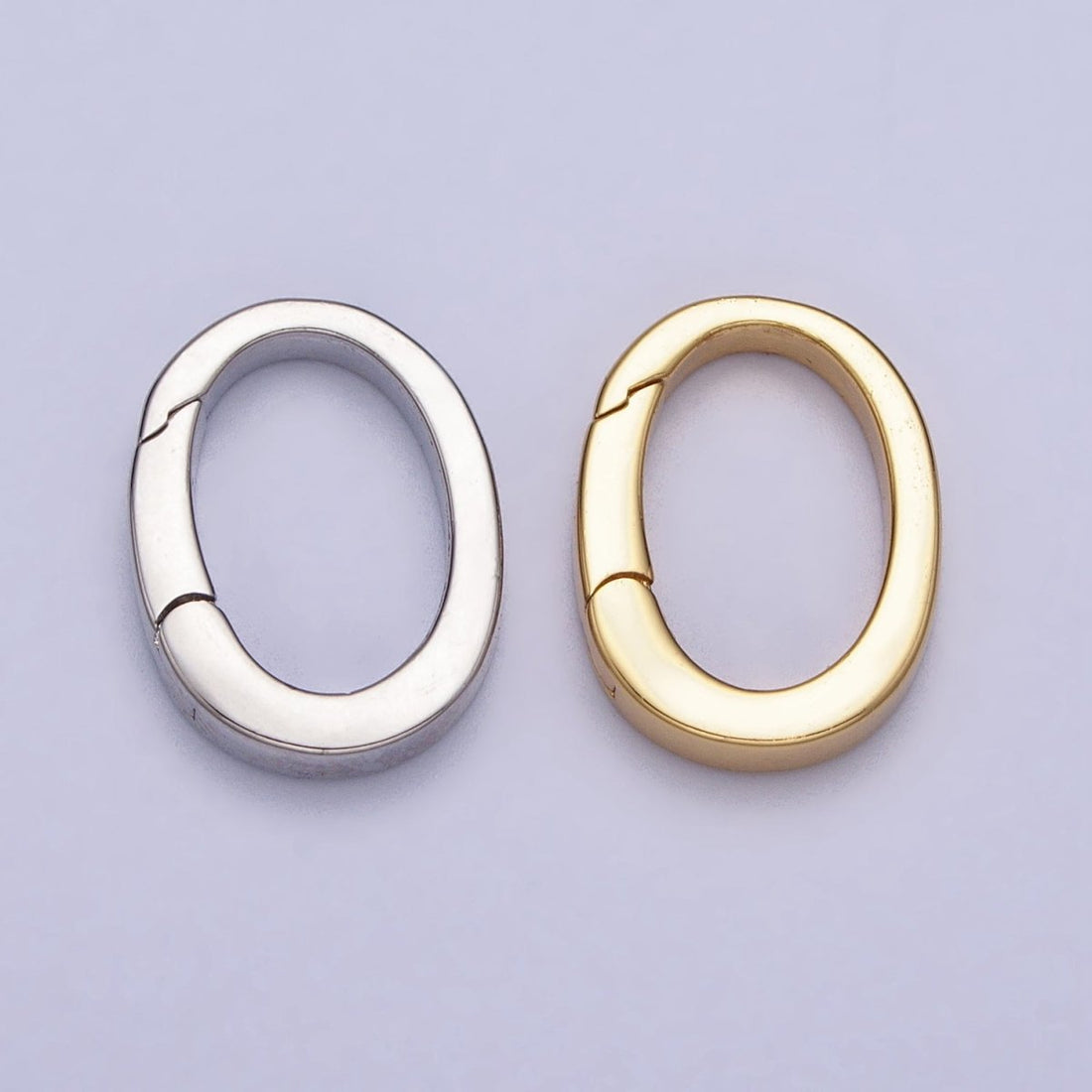 Mini Gold Spring Gate Ring, Push Gate ring 13.4 x 17.5mm Oval Ring Charm Holder Gold Clasp for Jewelry Clasp Z-305 Z-306