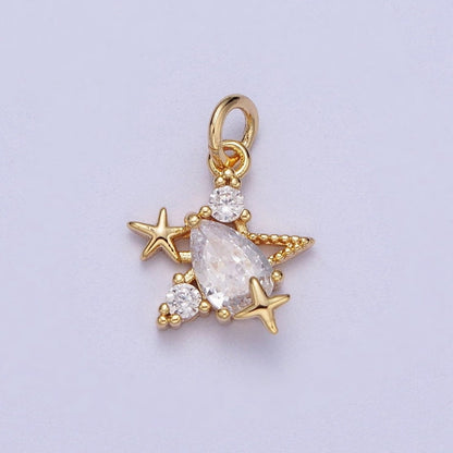 Mini Gold Star Charm Cz Stone Celestial Jewelry Add on Pendant Y-449