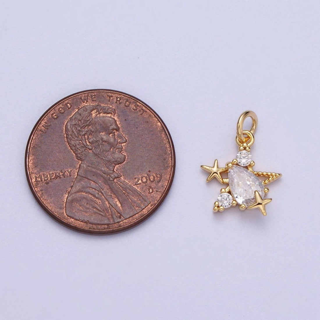 Mini Gold Star Charm Cz Stone Celestial Jewelry Add on Pendant Y-449