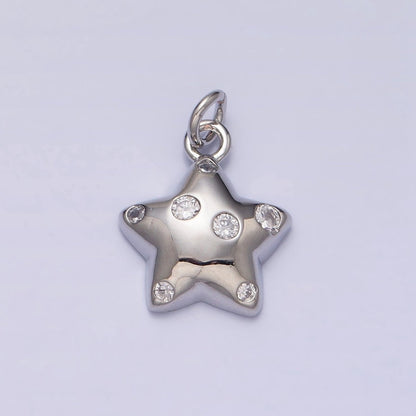Mini Gold Star Charm with CZ Stone Dots Bubble Celestial Jewelry Pendant AC514 AC515