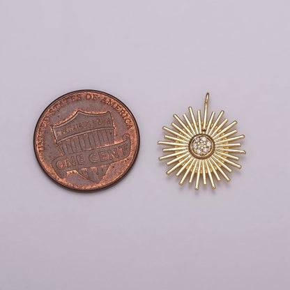 Mini Gold Sun Burst Charm Sun Rays Celestial Charm for Necklace Earring Bracelet Component E-624