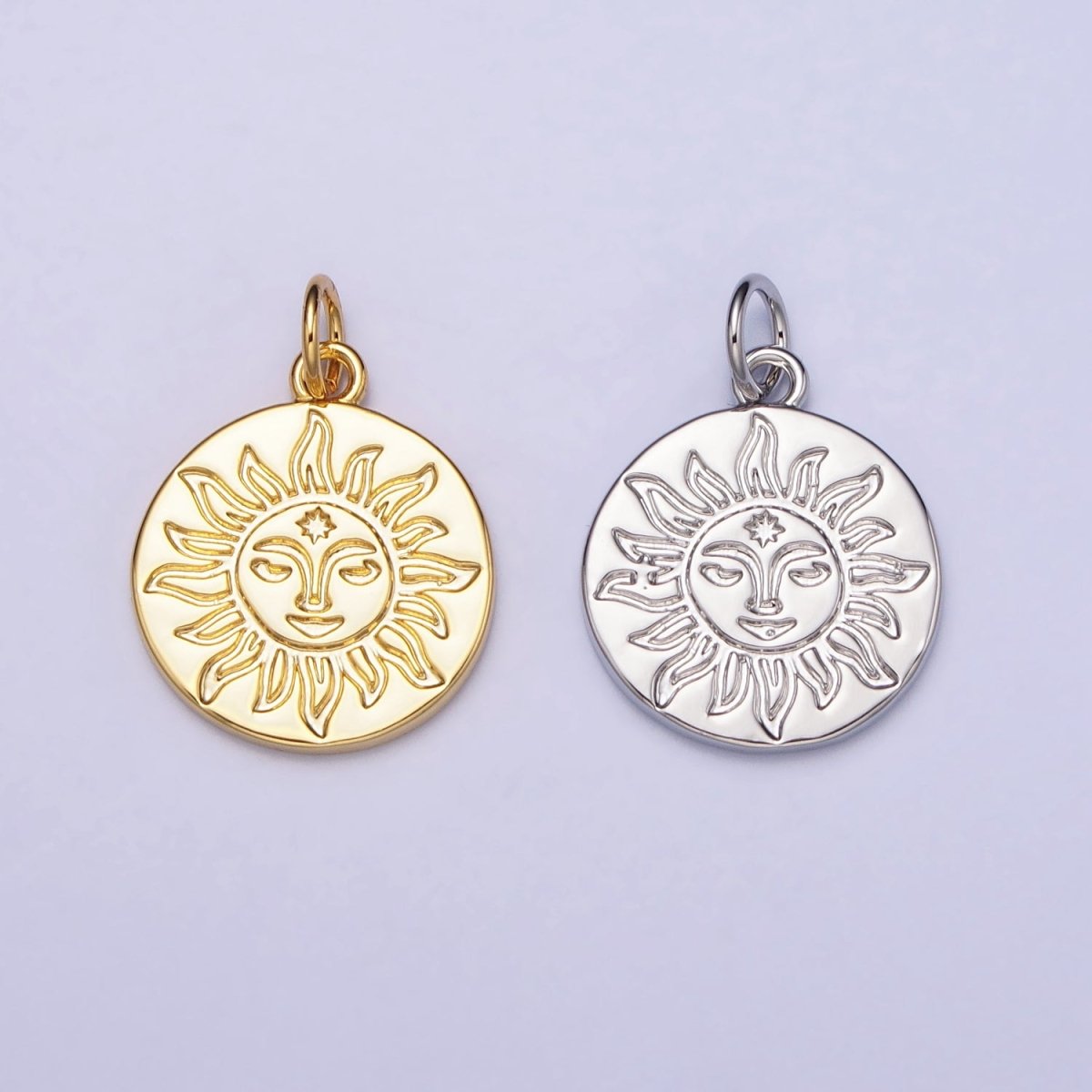 Mini Gold Sun Charm Boho Bohemian Inspired Silver Coin Celestial Jewelry AC-658 AC-659