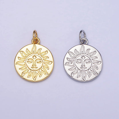 Mini Gold Sun Charm Boho Bohemian Inspired Silver Coin Celestial Jewelry AC-658 AC-659