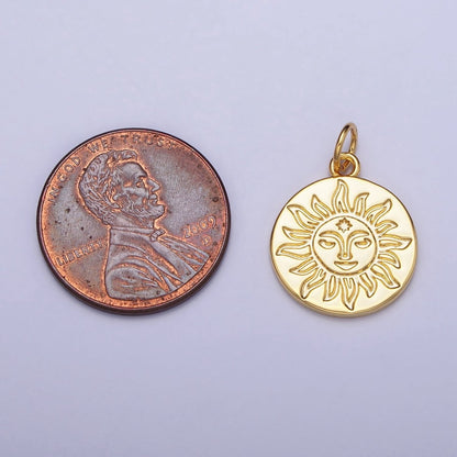 Mini Gold Sun Charm Boho Bohemian Inspired Silver Coin Celestial Jewelry AC-658 AC-659