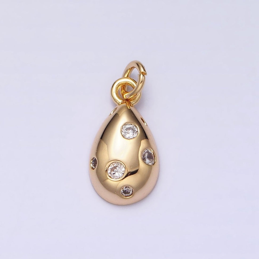 Mini Gold Tear Drop Charm with CZ Stone Dots Bubble Teardrop Pear Geometric Pendant AC490 AC491