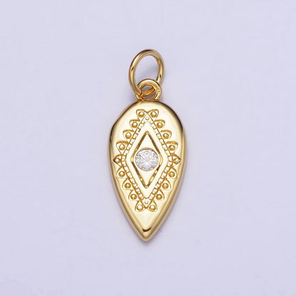 Mini Gold Tear Drop Evil Eye with Micro Pave cz Crystal Gold Charm | AC664 AC665