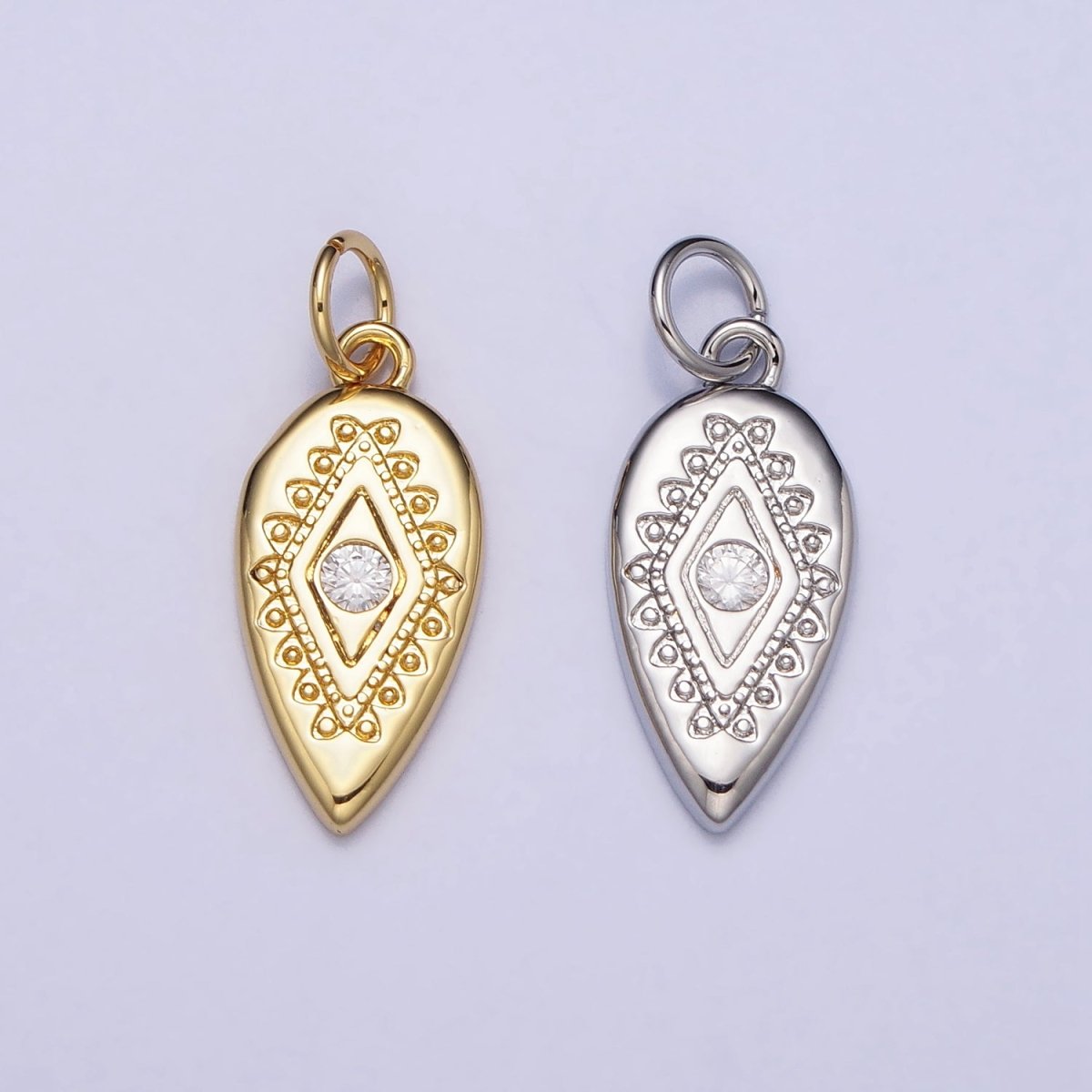 Mini Gold Tear Drop Evil Eye with Micro Pave cz Crystal Gold Charm | AC664 AC665