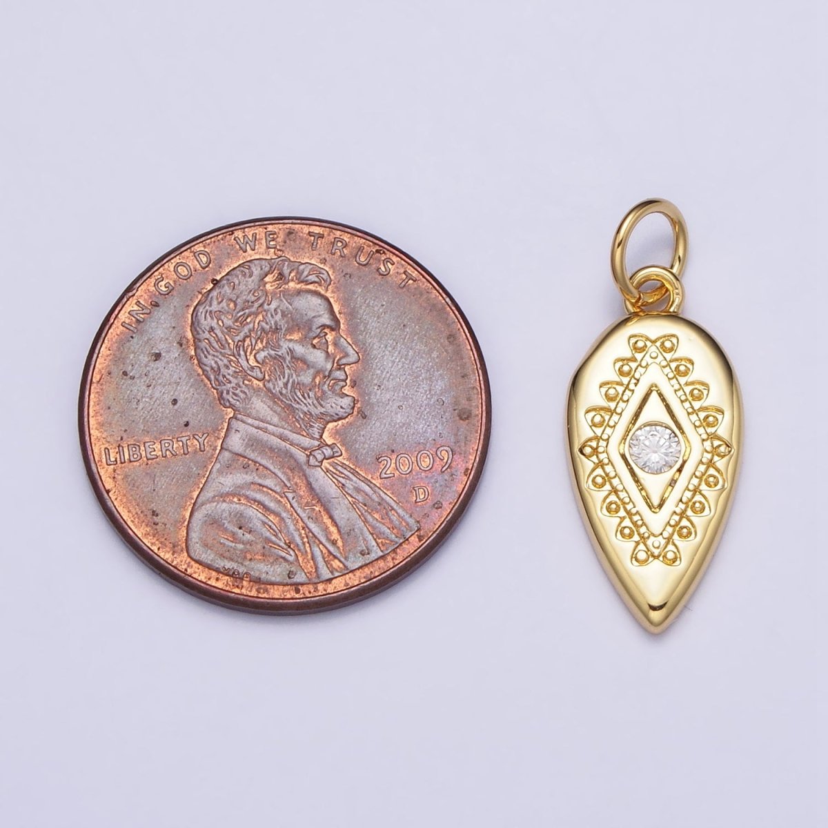 Mini Gold Tear Drop Evil Eye with Micro Pave cz Crystal Gold Charm | AC664 AC665