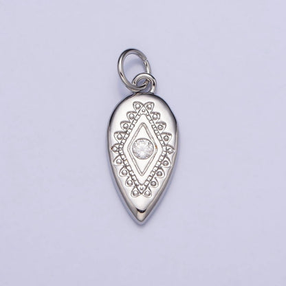 Mini Gold Tear Drop Evil Eye with Micro Pave cz Crystal Gold Charm | AC664 AC665