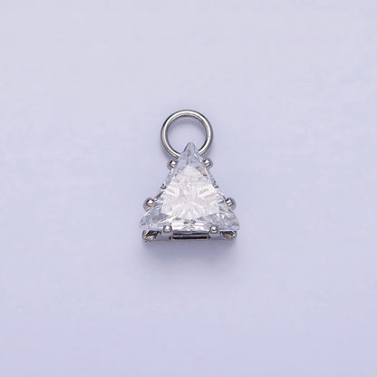 Mini Gold Triangle Cubic Zirconia Charm, Tiny Clear CZ Charm add on Charm for Bracelet Earring Necklace Supply AC-420 AC-421