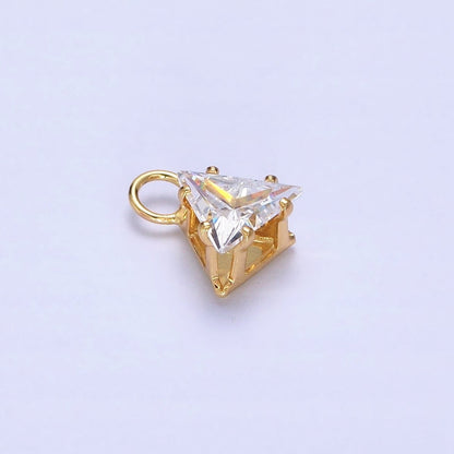 Mini Gold Triangle Cubic Zirconia Charm, Tiny Clear CZ Charm add on Charm for Bracelet Earring Necklace Supply AC-420 AC-421