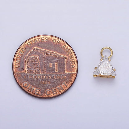 Mini Gold Triangle Cubic Zirconia Charm, Tiny Clear CZ Charm add on Charm for Bracelet Earring Necklace Supply AC-420 AC-421
