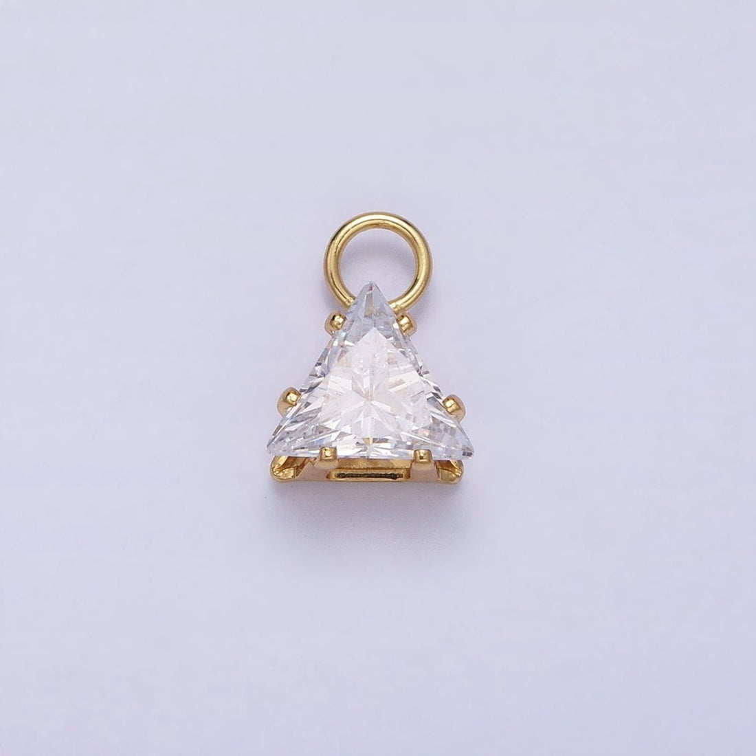 Mini Gold Triangle Cubic Zirconia Charm, Tiny Clear CZ Charm add on Charm for Bracelet Earring Necklace Supply AC-420 AC-421
