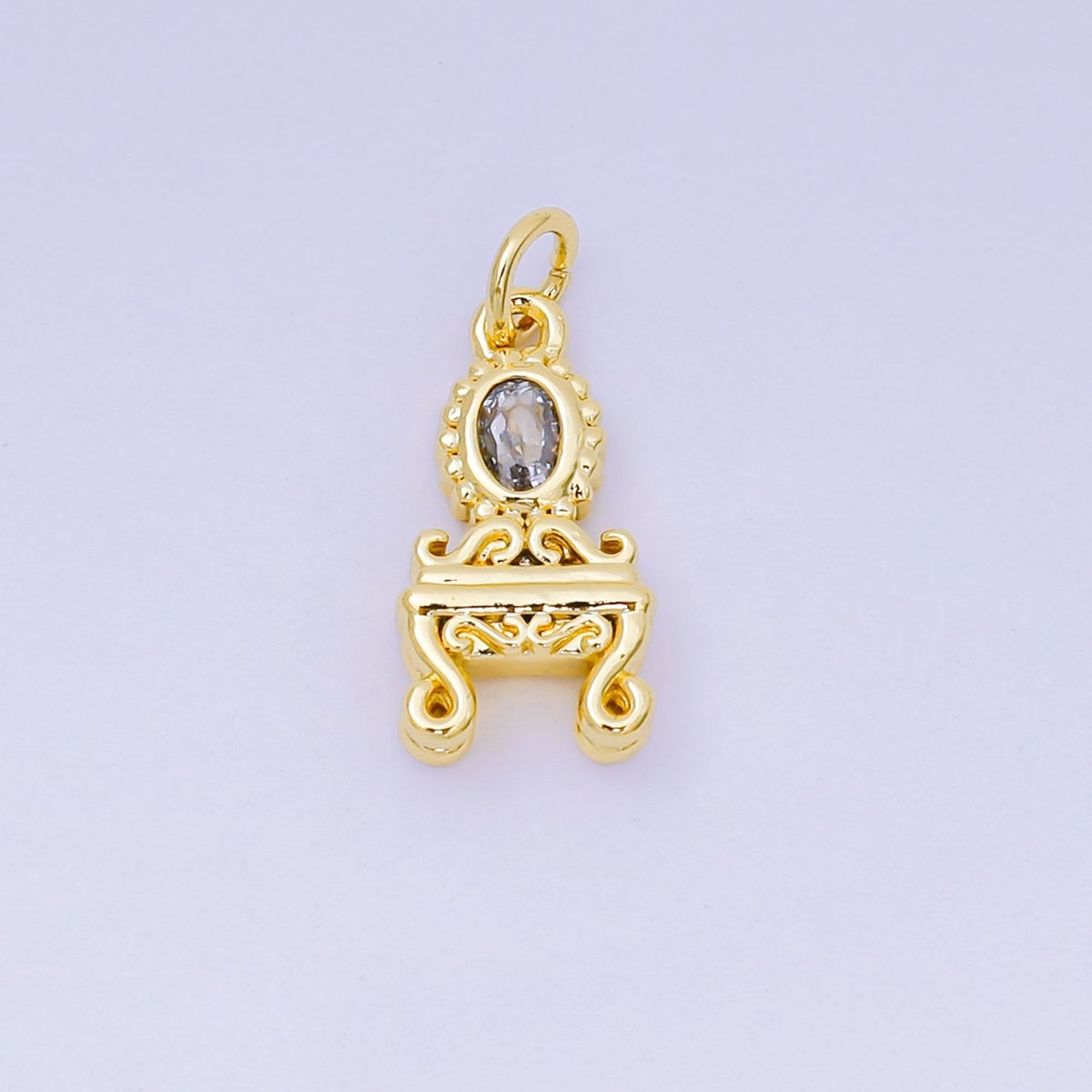 14K Gold Filled Clear CZ Vanity Table 3D Multidimensional Charm in Gold &amp; Silver | AJ483