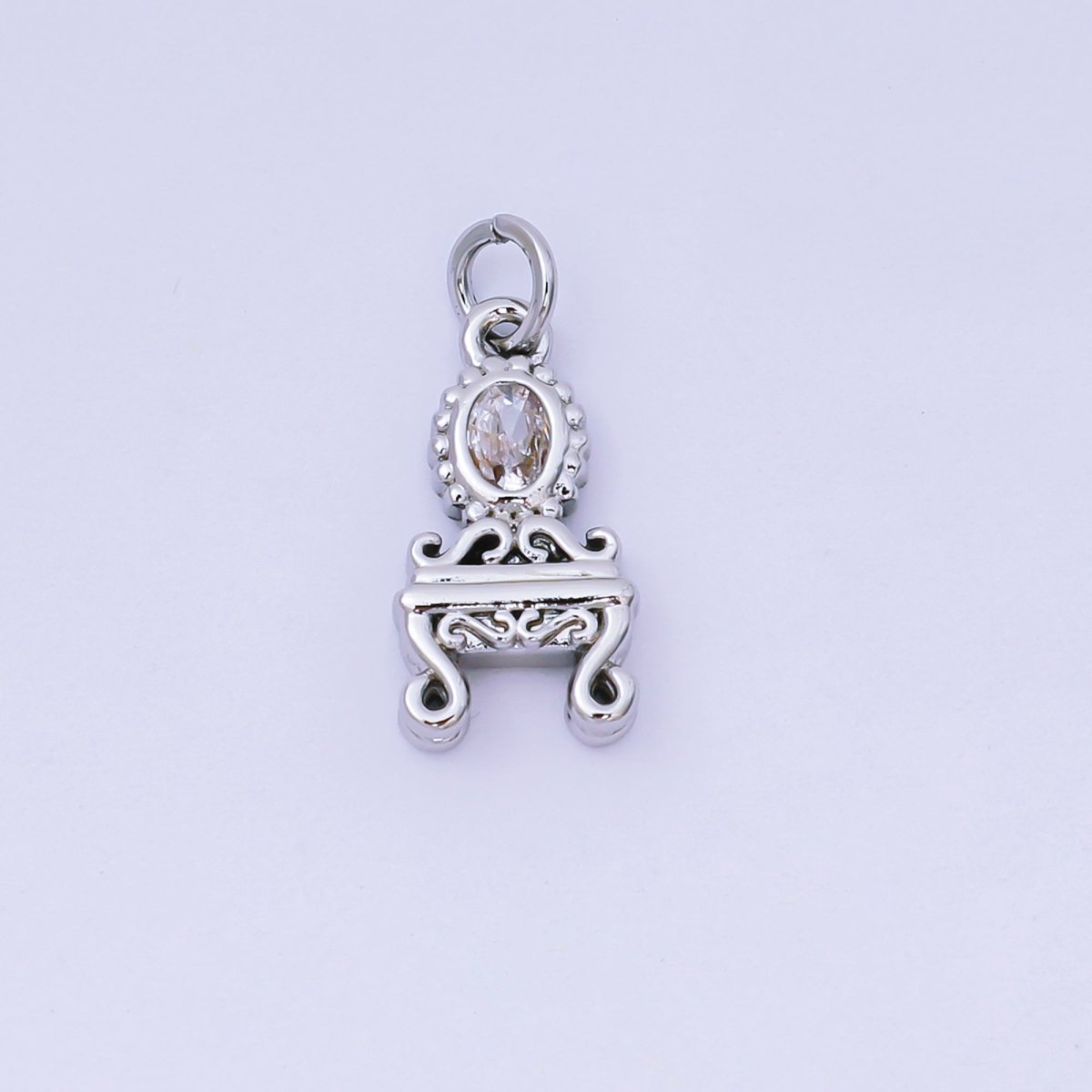 14K Gold Filled Clear CZ Vanity Table 3D Multidimensional Charm in Gold &amp; Silver | AJ483