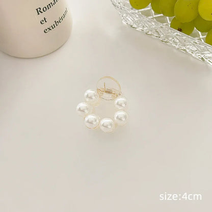 Gold Pearl Rhinestone Mini Hair Clip