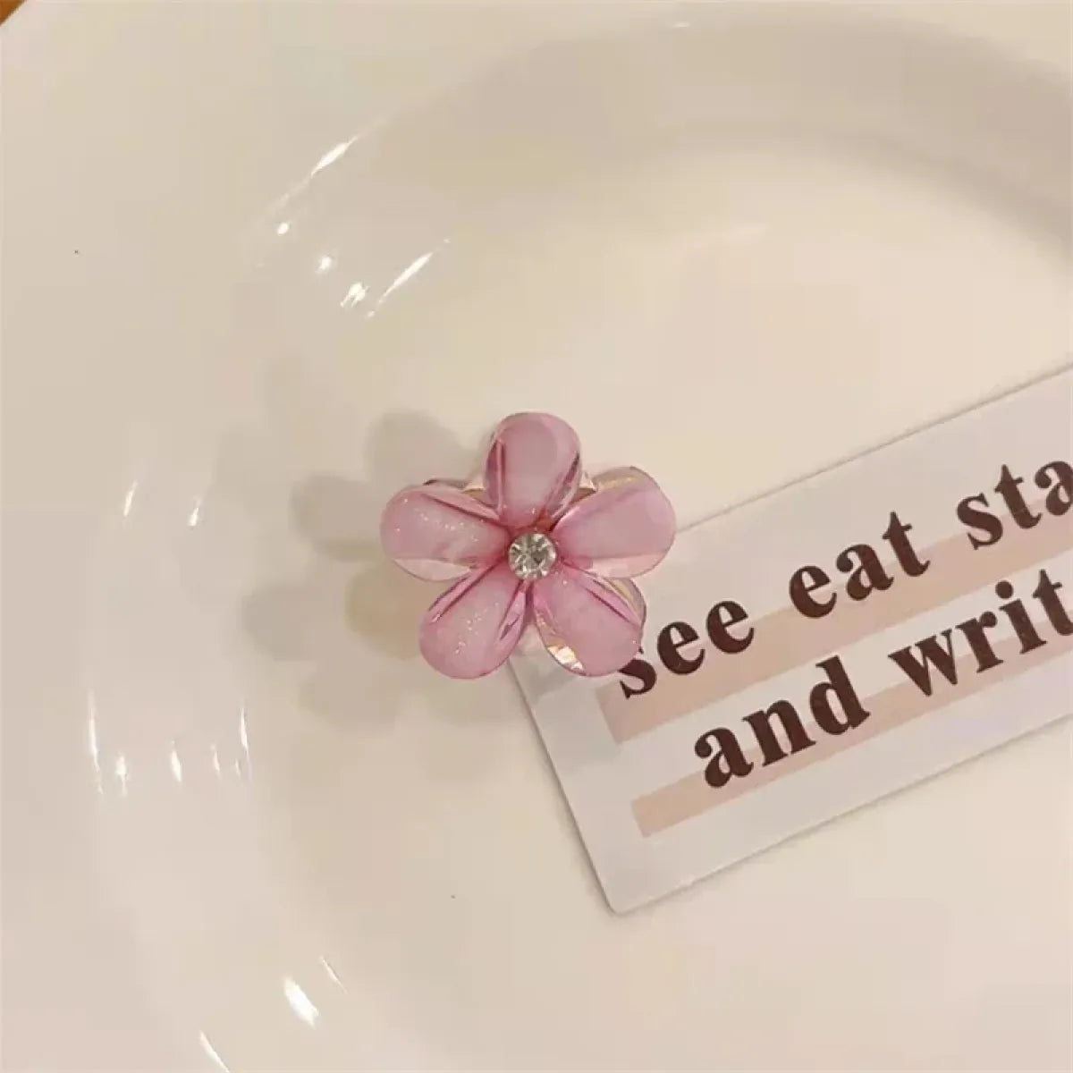 Gold Pearl Rhinestone Mini Hair Clip