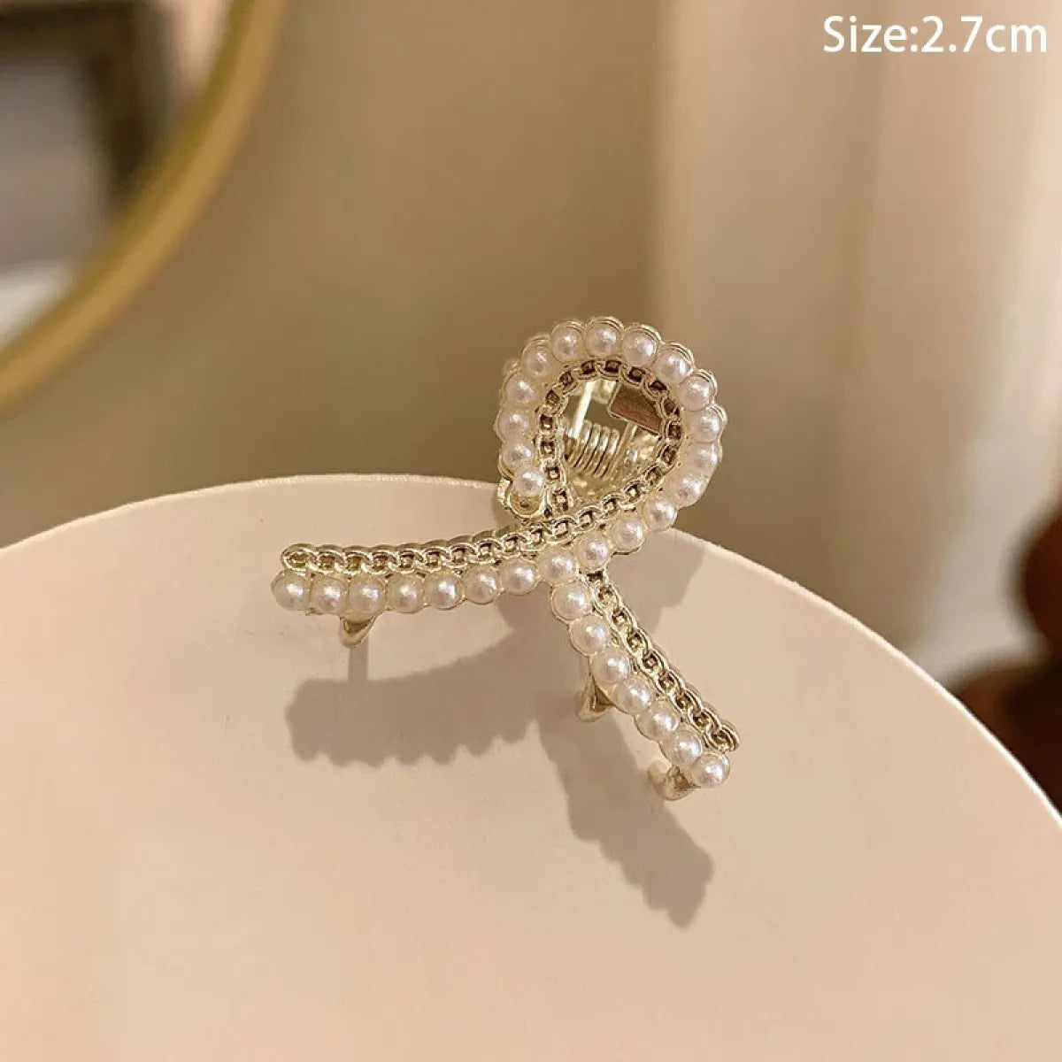 Gold Pearl Rhinestone Mini Hair Clip