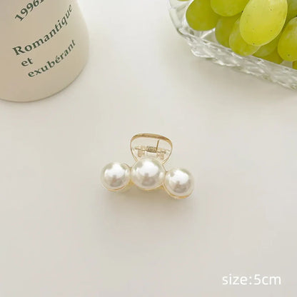 Gold Pearl Rhinestone Mini Hair Clip