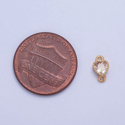 Mini Heart Charm Connector 16K Gold Filled link Connector G-925