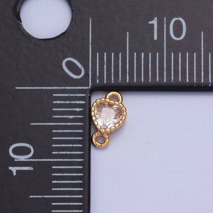 Mini Heart Charm Connector 16K Gold Filled link Connector G-925