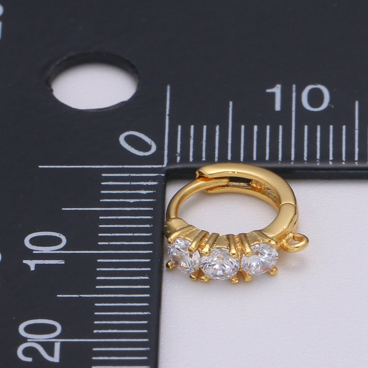 Mini Huggie Earring 24K Gold Filled Cz Micro Pave Hoops with open link for Jewelry Making Supply L-233