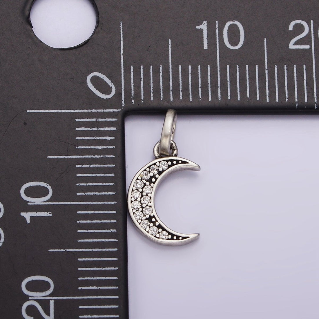 Mini Moon Charm Small CZ Crescent Moon Celestial Pendant Sterling Silver S925 | SL-314