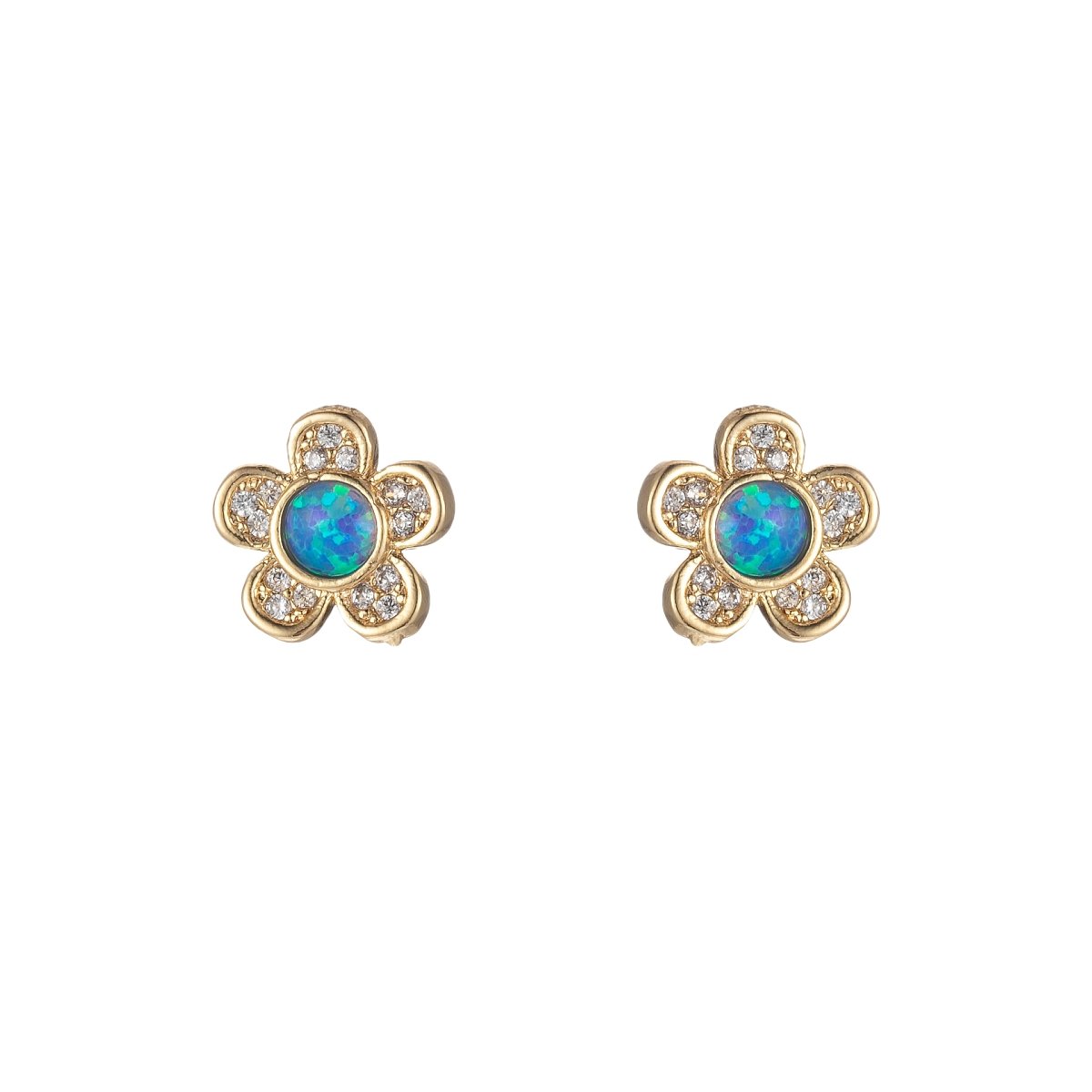 Mini Opal Daisy Stud Earring Cartilage Earring, Gold Flower stud, dainty gold Minimalist Jewelry Pushback stud L-515 L-516
