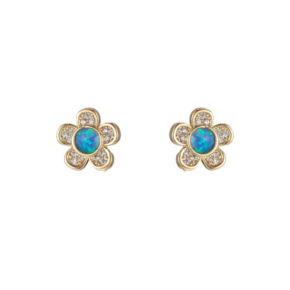 Mini Opal Daisy Stud Earring Cartilage Earring, Gold Flower stud, dainty gold Minimalist Jewelry Pushback stud L-515 L-516