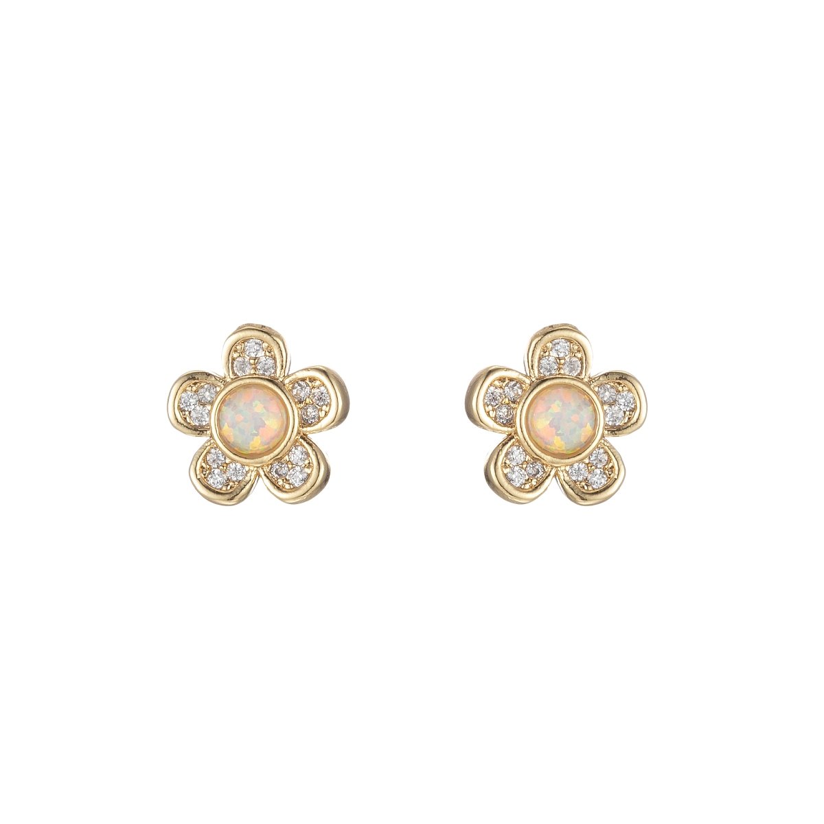 Mini Opal Daisy Stud Earring Cartilage Earring, Gold Flower stud, dainty gold Minimalist Jewelry Pushback stud L-515 L-516