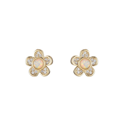 Mini Opal Daisy Stud Earring Cartilage Earring, Gold Flower stud, dainty gold Minimalist Jewelry Pushback stud L-515 L-516